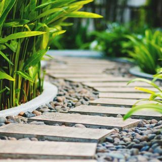 Diseña un camino de jardín con elementos sencillos y vistosos