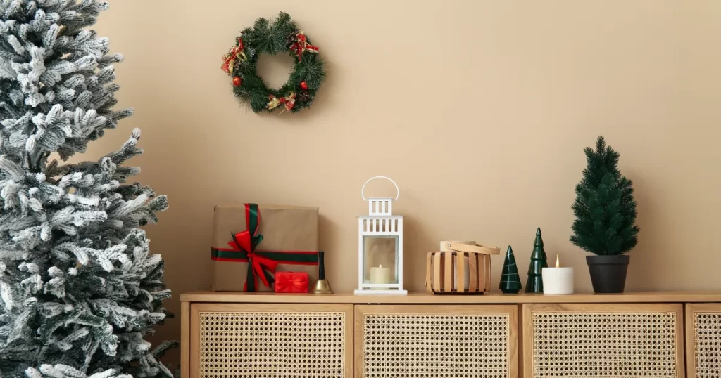 Recibir de casa y decoración de Navidad